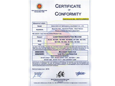 CERTIFICATE CONFORMITY